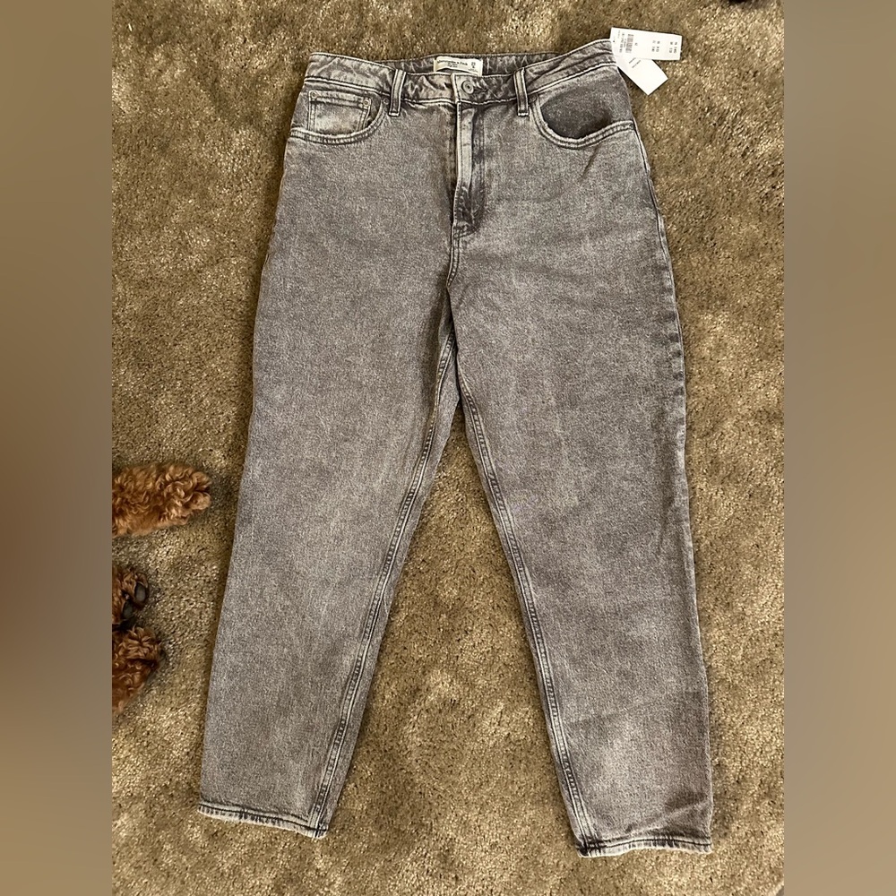 Abercrombie Gray Curve Love High Rise Mom Jeans
